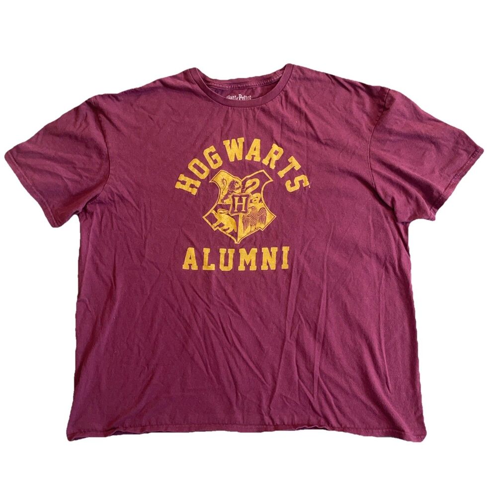Harry Potter Hogwarts Alumni Shirt Mens Size 2X Burgundy Yellow
